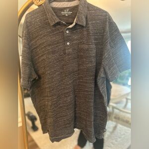 Gray Heathered Polo Shirt with Textured Fabric